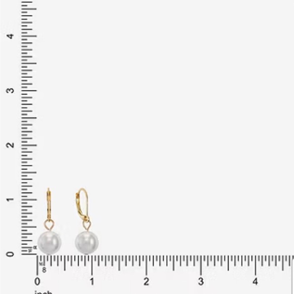 Monet White Simulated Pearl Gold Tone Leverback Drop Earrings - Picture 5 of 9